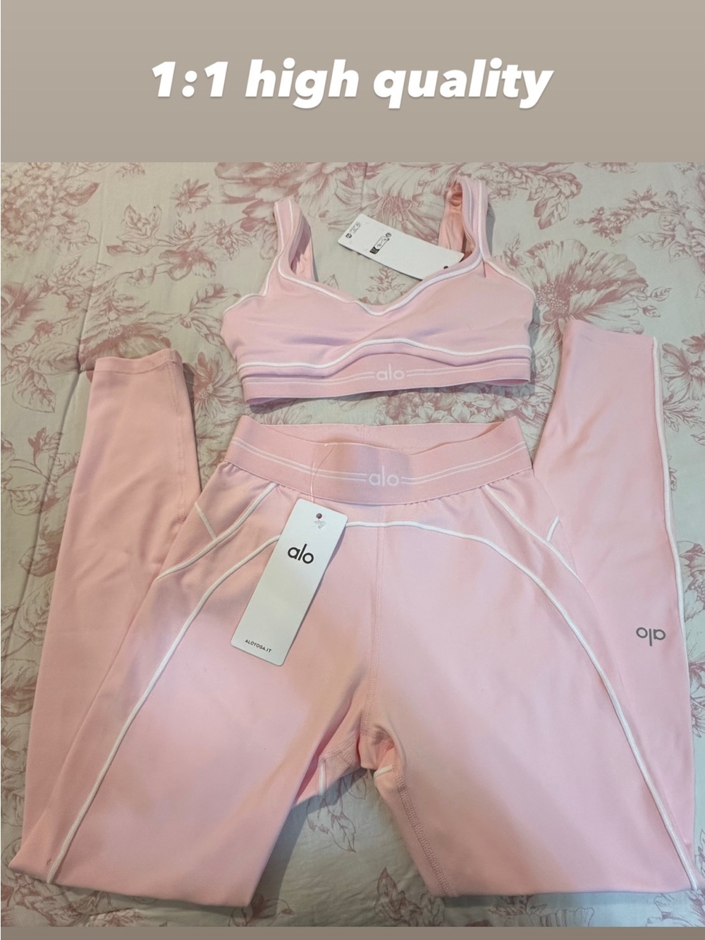 ALO Yoga Light Pink Set 1:1 high quality